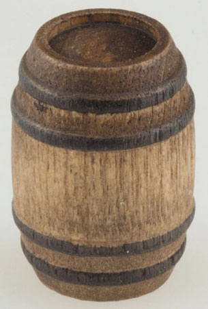 Dollhouse Miniature Barrel,Aged,7/8In Tall